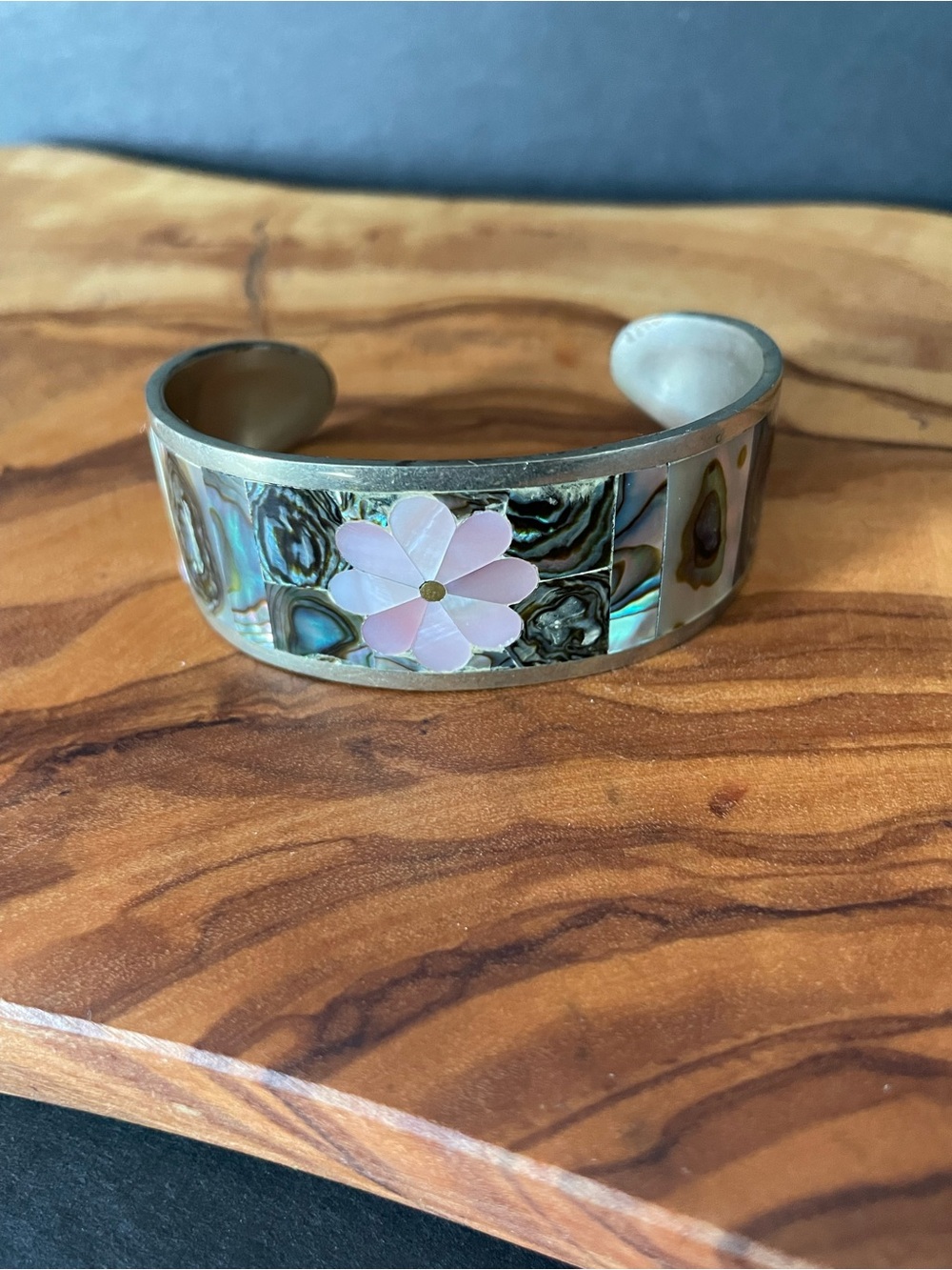 Vintage Mexican alpaca silver cuff bracelet